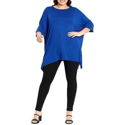 Image of Evans Plus Size TOP Hanky Hem Plain, in Cobalt, Size, 20