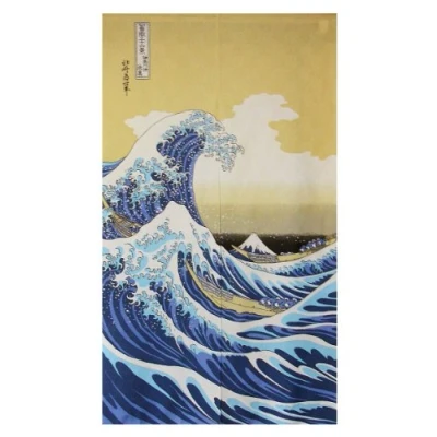 Image of NARUMI 鸣海 Made in Japan Noren Curtain Tapestry Ukiyoe Hokusai The Great Wave Kanagawa