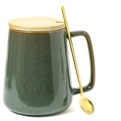 Buy Large Ceramics Coffee Mugs24 OZ/700ml Extra Cups,Matching Lid and  Spoon for Cappuccino, Latte, Hot Cocoa Or Tea Gift  Birthday/Christmas/Valentine's (24 oz Dark Green Set)? Compare at Bigshopper
