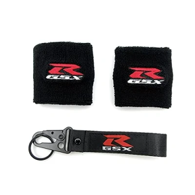 Image of POKVEA Motorcycle 3D GSX R Logo Front Brake Fluid Oil Reservoir Tank Cover Socks＆Keychains For GSXR 600 750 1000 1100 1300 K1 K2 (Color : Style 12)