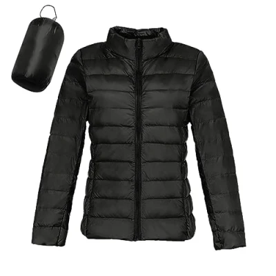 Image of Women&#039;s Lightweight Down Jacket Without Hood Puffer Casual Coat Quilted Packable Plain Feather Light Thin