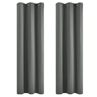 Image of Deconovo Curtains Thermal Insulated Blackout Material Eyelet for Windows Light Grey 42 x 95 Inch 2 Panels