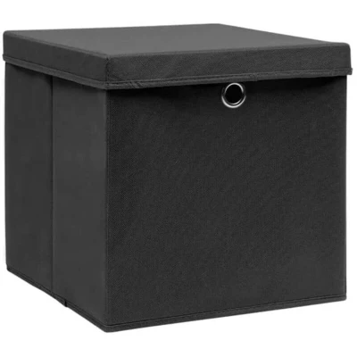Image of vidaXL Storage Boxes with Covers 4 pcs 28x28x28 cm Black