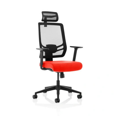 Image of Ergo Twist Bespoke Fabric Seat Tabasco Orange Mesh Back with Headrest