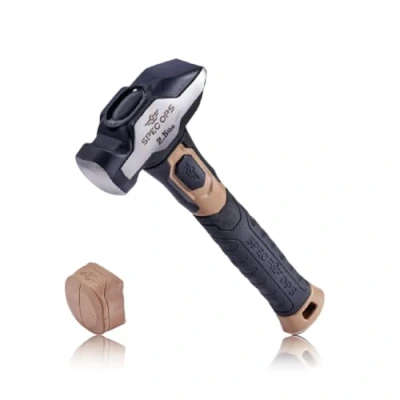 Image of Spec Ops Tools Blacksmith Hammer, 2.5 lb Sledgehammer with Removable Soft Mallet Cap &amp; Bi Material Shock Absorbing Vibration Dampening Handle, 3% Donated to Veterans, Black/Tan