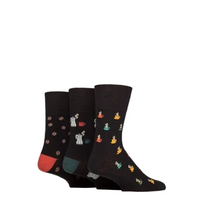 Image of Mens 3 Pair Gentle Grip Fun Feet Socks Coffee 6 11