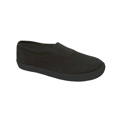 Image of Boys Girls PE Pumps Black White Unisex Kids Adults School Gym Sports Trainers Uniform Pump Plimsoles Shoes Sneakers JBC Slip ON 13