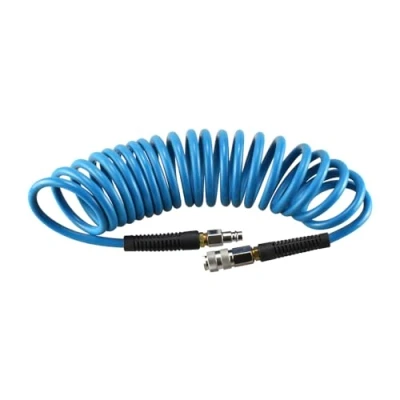 Image of aunstarwei Air Compressor Hose Polyurethane(PU) Recoil Blue with 1/4&quot; Europe Quick Coupler and Plug Fittings, 5m Length