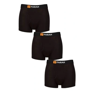 Image of Mens 3 Pack Farah Bamboo Fitted Keyhole Trunks Black S