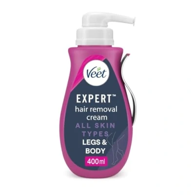 Image of Veet Expert Hair Removal Cream, 400ml, Depilatory Cream For Women, All Skin Types, Suitable Arms, Legs, Underarms and Bikini, Effective In 2 Mins, Removal, Hydrating