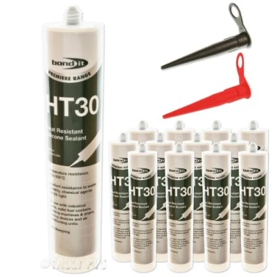 Image of 12 x Bond It HT30 Black High Temperature Silicone Sealant EU3 310ml Cartridge
