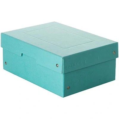 Image of FALKEN Original PureBox Pastel, made in Germany, 100 mm high, DIN A5, blue, storage box with lid of sturdy cardboard, vegan gift box, transport all purpose