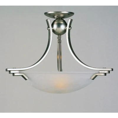 Image of Amora Semi Flush Satin Nickel Bowl Ceiling Light