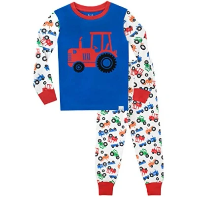 Image of Harry Bear Boys Pyjamas Big Wheel Tractors Snuggle Fit Multicoloured Age 6 to 7 Years