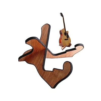 Image of Hniuyun Universal Wooden Guitar Stand, Portable String Instrument Holder with Foam Edges for Acoustic Classical Bass Guitars (model 1)