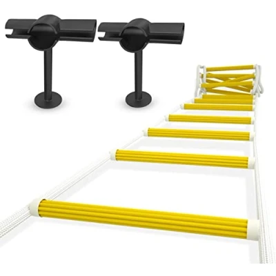 Image of Rope Ladder Fire Escape 2.5 m with Stand Off Stabilizers Emergency Extension Weather Resistant Spring Hooks Fast to Deploy &amp; Easy Use Compact Lightweight