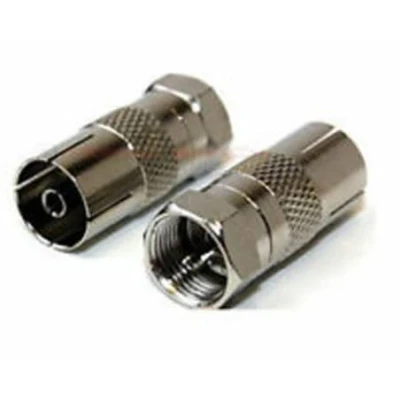 Image of ASCL 2 x Coax Socket Female to F Plug Male Connector Adaptor TV Satellite Aerial Cable Lead Convertor