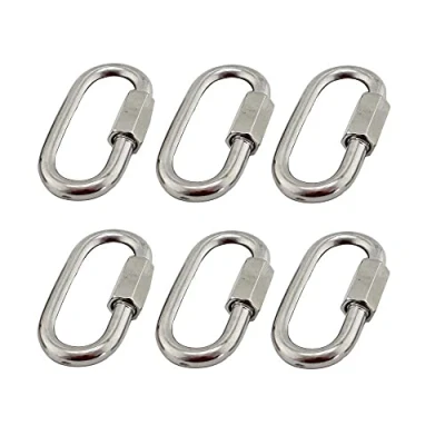 Image of BuxiuGK 6Pcs M5 Quick Chain Links,304 Stainless Steel Heavy Duty D Shape Locking Link Connector Lock Screw Carabiner Max 120kg
