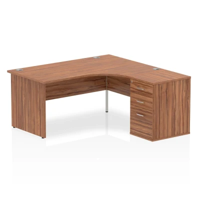 Image of Impulse 1600 Right Hand Panel End Workstation 600 Pedestal Walnut