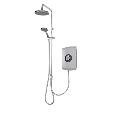Image of Triton Showers GEAMDU96 Amore DuElec Shower Electric 9.5KW Brushed Steel I Electrical with Showerhead and Anti Twist Hose Rainfall Head