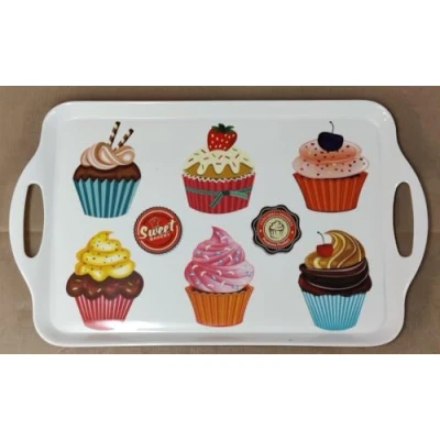 Image of Retro Cupcakes Design 49cm Large Melamine Tray by Leonardo