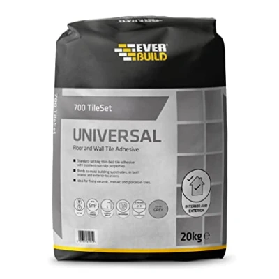 Image of Everbuild 700 TileSet Universal Floor and Wall Tile Adhesive, Grey, 20 kg