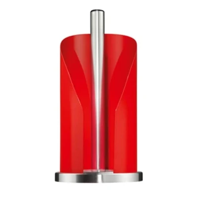 Image of WESCO Paper Roll Holder in Red Stainless Steel and Coloured Painted Sheet Steel, Stable Base, for Standard Kitchen Rolls or 2 3 Toilet