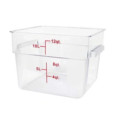 Image of Excellante 12 Quart Polycarbonate Square Food Storage Containers, Clear