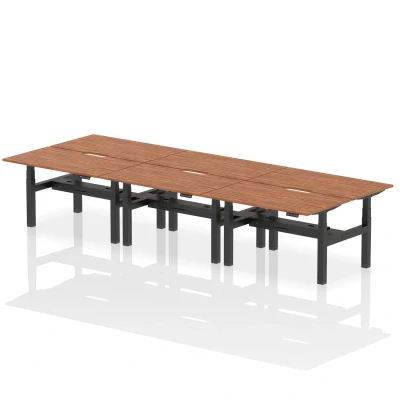 Image of Air B2B 1400x800 Adjustable 6P Bench Desk Scalloped Walnut/Black