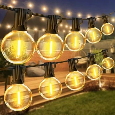 Image of Vanranger Festoon Outdoor Lights Mains Powered 150 Ft G40 Garden Outside 45M with Shatterproof LED Bulbs for Gazebo Pergola