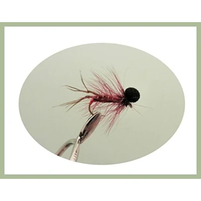 Image of 6 Pack of Claret Booby Hopper trout flies Fishing Flies, Size 10/12