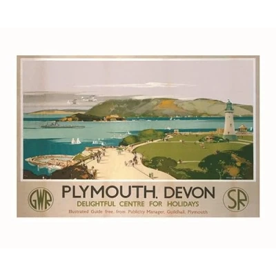 Image of Pyramid International Plymouth (3) Art Print 40 x 50cm, Paper, Multicoloured, 50 1.3 cm