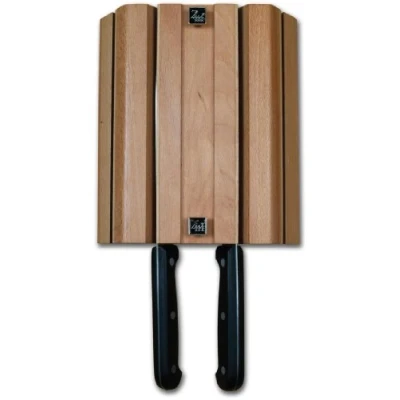 Image of Grunwerg Wall Mounted Magnetic Knife Block, Beech, 4 Slot, Gift Boxed