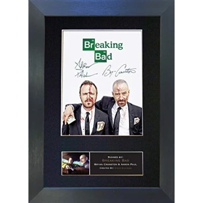 Image of BREAKING BAD #2 Signed Autograph Mounted Photo Reproduction PRINT A4 Very Rare (297 x 210mm) #432 (Black Frame)