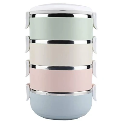 Image of DEWIN Thermal Lunch Box, Bento Box Portable Stainless Steel Leakproof Container Food Container, BPA Free (4 Layers)