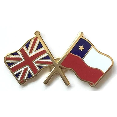 Image of Great Britain &amp; Chile Flags Friendship Courtesy Enamel Lapel Pin Badge