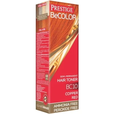 Image of VIPs Prestige Semi permanent Hair Dye Red Copper BC10 Becolor No Peroxide &amp; Ammonia Toner Ginger Colour for Women with Nettle Extract Temporary 100 ML