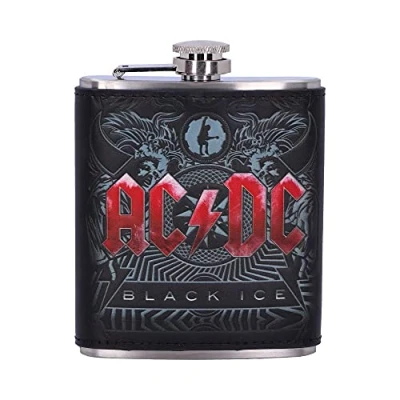 Image of Nemesis Now Officially Licensed AC/DC Black Ice Album Embossed Hip Flask, Stainless Steel, 7oz