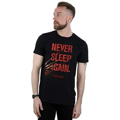 Image of Absolute Cult A Nightmare On Elm Street Men&#039;s Never Sleep Again T Shirt Black Large