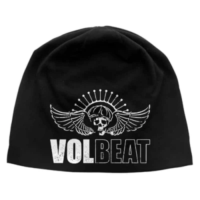 Image of Volbeat Beanie Hat Band Logo Official Black Jersey Print One Size