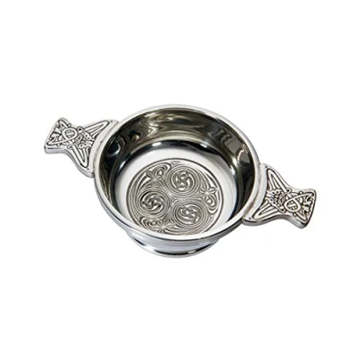 Image of Wentworth Pewter Standard Kells Quaich Whisky Tasting Bowl Loving Cup Burns Night