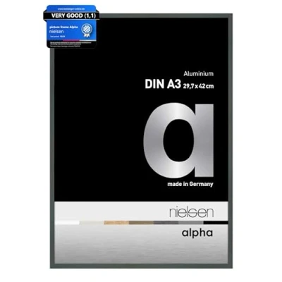 Image of nielsen Alpha Photo Frame A3, 29.7x42cm Aluminium Picture Frame, Platin with Protective Float Glass and Push Turn Clips