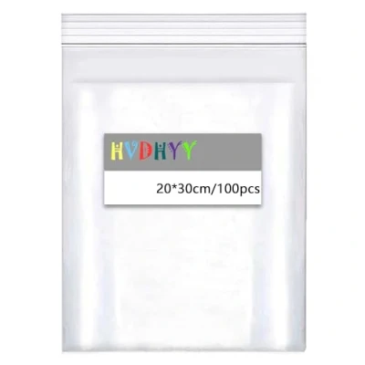 Image of HVDHYY 20 * 30cm Plastic Bags 100pcs,Resealable Clear Bags, Thickening Sealed Storage Bag Suitable for and Classification of Household Kitchen Sundries Clothing Packaging