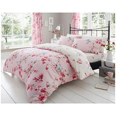 Image of GC GAVENO CAVAILIA Vintage Floral Blush Pink Duvet Cover, Botanical Bedding Sets, Reversible King Size Quilt Covers