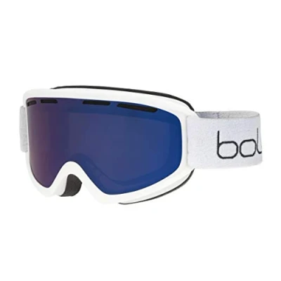 Image of bollé FREEZE PLUS White Matte Bronze Blue Cat 3, Ski Goggles, Medium, Unisex Adult