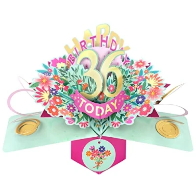 Image of Happy 36th Birthday 36 Today Pop Up Greeting Card Love Kate&#039;s Cards Her POP215MC36