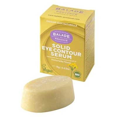 Image of Balade en Provence, Solid Eye Contour Cream 18G. the 1st in World Certified Organic by Bio Earth Durable and Vegan Society. Free Fragrance, Handmade France,100% Natural, Cruelty