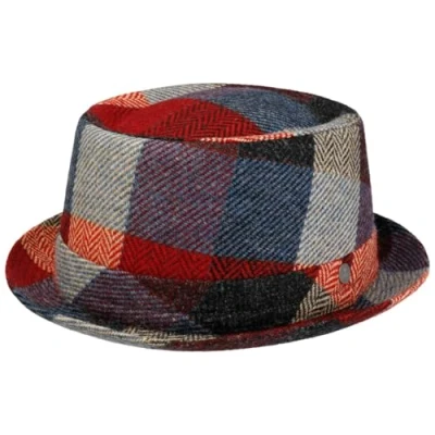 Image of Lierys Lindsburgh Colour Pork Pie Wool Hat by Men Made in Italy Porkpie with Lining Winter Autumn XL (60 61 cm) Blue red