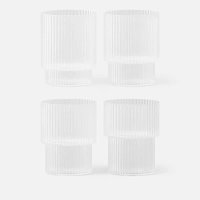 Image of ferm LIVING Glass Ripple, white, 200 ml, mouth blown, set of 4