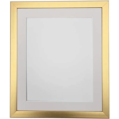 Image of FRAMES BY POST 0.75 Inch Gold Picture Photo Frame With Ivory Mount 14 x11 Image Size 12 x 8 Plastic Glass